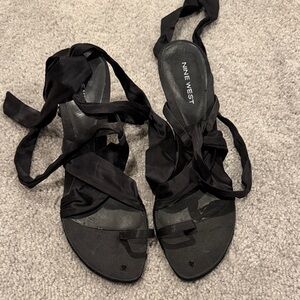 Nine West Black Strappy Heels
